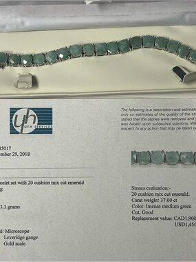 Emerald Green Cushion-Cut Tennis Bracelet